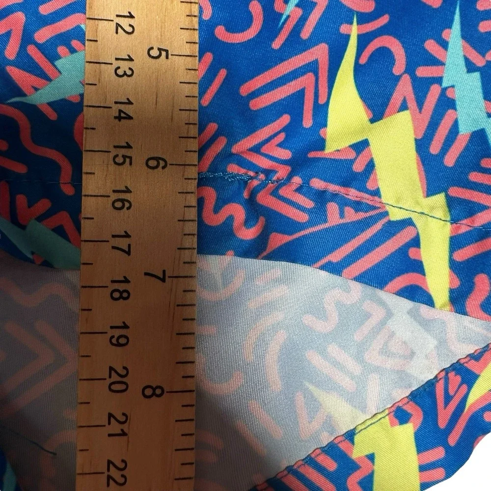 Tipsy Elves 90's Print Size Medium Swim‎ Trunks Drawstring Stretch Waist Pockets